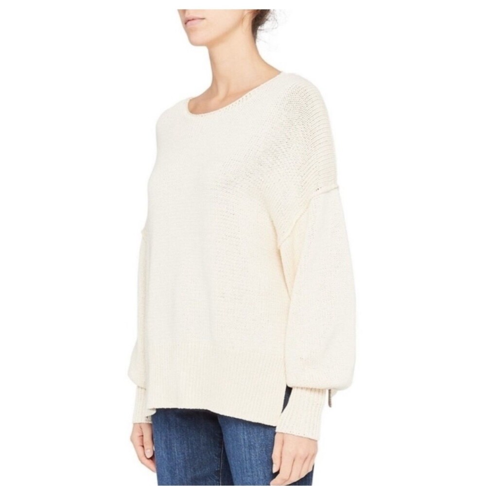 Theory Oversize Chunky Ecru Sweater Pullover with Slits Ivory cotton size small - Picture 5 of 13